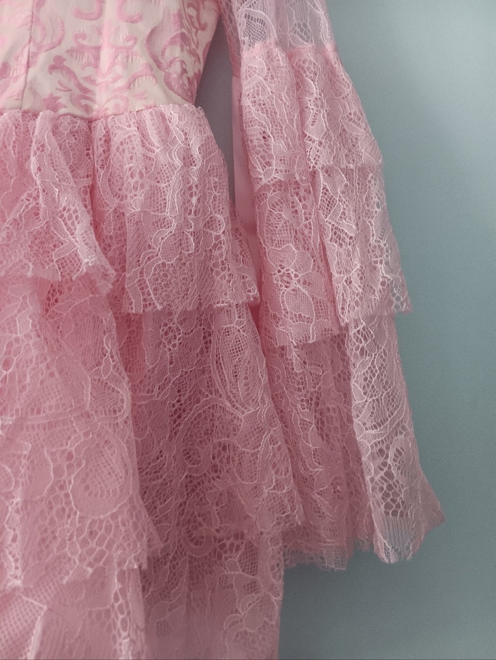 Trickz n Treat Pink Lace Corset  Coquette Costume Dress Ribbon Detail Mini M - Picture 5 of 8